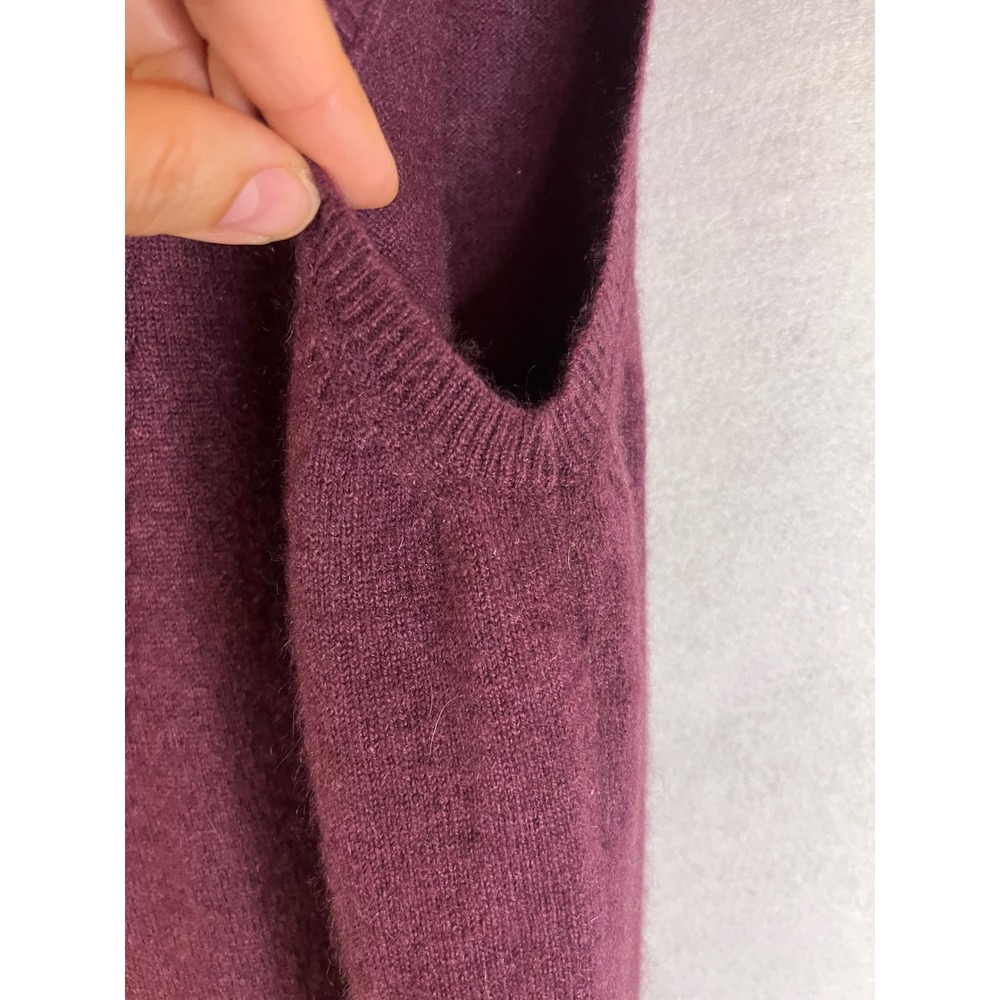 Linda Allard Ellen Tracy L 100% Cashmere Sweater Mock Neck Sleeveless Maroon - Picture 8 of 8